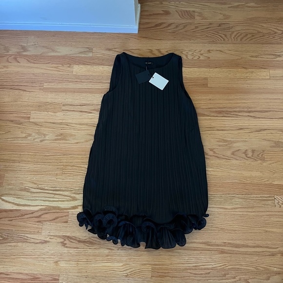 Black Sleeveless Dress with Ruffle Hem - Picture 1 of 3